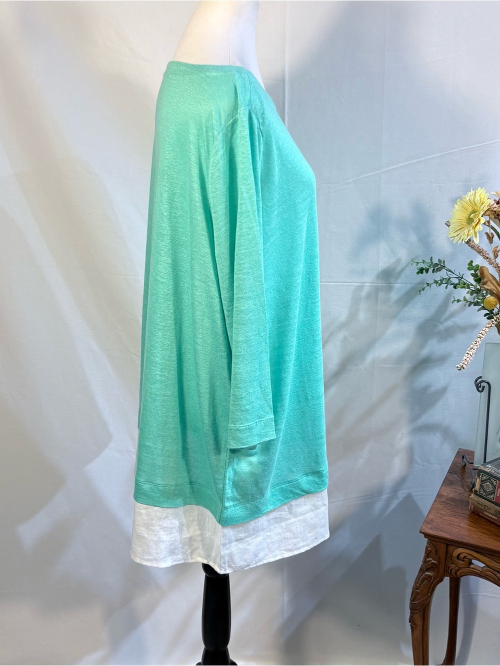 💥NWOT J.Jill Love Linen Turquoise White Layered Tunic Top 100% Linen XL💚 - Picture 2 of 10